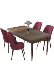 Hanah Home Juego de Comedor de 5 Piezas Barroco y Burdeos